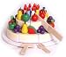 Wooden Happy Birthday cake toy with platter Knife Fork and cake slice