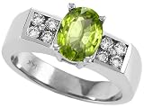 1.65 cts Genuine Peridot and Diamond Ring - 14kt White or Yellow Gold