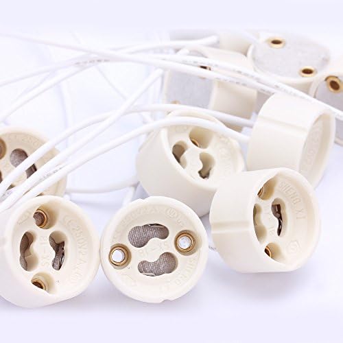 TinFmoon 10 Pieces 250V 2A Gu10 Led Lamp Base Halogen Socket With Wire