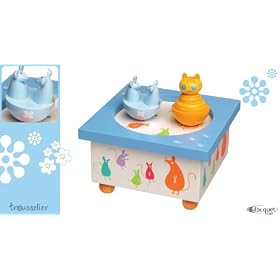 Magical Moving Dancing Cat and Mouse Musical Wooden Box - Perfect Gift