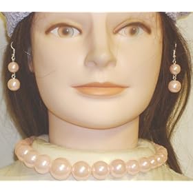 Graduated Light Pink Cultured Pearl Dylan Necklace and Earrings for Women and Teens