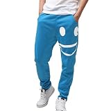 Allegra K Men 2012 New Casual Pockets Smile Design Harem Trousers Blue W30