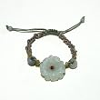 Hand-knotted Carved Daisy Jade Bracelet - Pink/Green Adjustable Cord