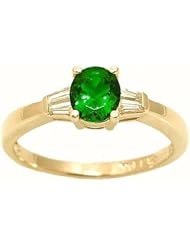 14K Yellow Gold Emerald and Diamond Ring -- LIFETIME WARRANTY