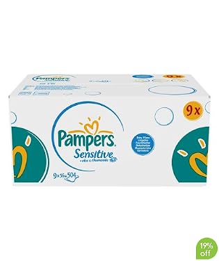 56 Pampers Sensitive Baby Wipes - 9 packs