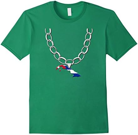 Men's Cuba Chain tshirt Camisa Cubana Pulover Shirt Cadena Medium Kelly Green
