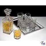 SHANNON BAR SET - SHANNON CRYSTAL BAR SET WITH SILVER TRAY