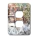 Jos Fauxtographee Realistic - Deer In Yard Peeking Around Some Bushes with Cabin Behind it - Light Switch Covers - 2 plug outlet cover