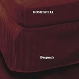 Homespell Egyptian Cotton 300 Thread Count Sateen Stripe Bed Skirt Burgundy Queen.