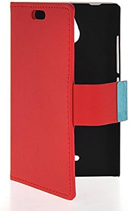 Nokia X2 Dual SIM Case,ONEWIND [Red] RED Wallet With Card Pouch Stand Feature Soft Leather Case Cover For Nokia X2 Dual SIM