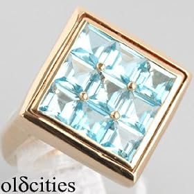14K Yellow Gold Blue Topaz Ring - OldCities Estate Jewelry by