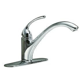 KOHLER K-10411-CP Forte Single Control Kitchen Sink Faucet with Escutcheon and Lever Handle, Polished Chrome
