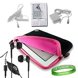 Amazon Kindle ( Wifi Only , Wifi + 3G ) ( Latest Generation ) Accessories Kit: Jet Black with Hot Pink Carrying Sleeve With Extra Pocket + Kindle Car Charger + Custom Cut Kindle 2 Screen Protector + Kindle Wall Charger + Kindle Earphones with Microphone + A Live*Laugh*Love Wrist Band!!!