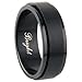 8MM Stainless Steel Black Spinner Ring Wedding Band (Size 5 to 15)