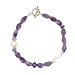 Amethyst, Iolite, and Crystal Gemstone Bead Toggle Bracelet with Brushed Satin Sterling Silver Beads, 8 3/4" Length, #7520