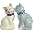 Kissing White and Grey Cats Salt and Pepper Shakers