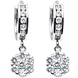 Sterling Silver CZ Flower Huggy Earrings