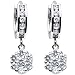 Sterling Silver CZ Flower Huggy Earrings