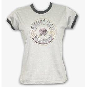 Grateful Dead Women's Distressed American Beauty Gray Ringer