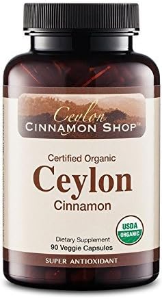 Ceylon Cinnamon (100% Certified Organic, 500 mg), 90 Capsules by Ceylon Cinnamon Shop