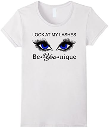 Women's Look at my Lashes Be Younique Eyelashes T-Shirt Small White