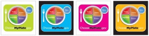 Learning ZoneXpress 200 Multicolor MyPlate Square Stickers, 2" x 2", 4 Designs, Single Use, Indoor, Minimalist Style, USDA MyPlate Educational Incentives