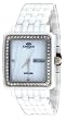 Oniss #ON7700-L Women's Rectangular Crystal Accented Bezel MOP Dial White Ceramic Watch