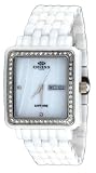 Oniss #ON7700-L Women's Rectangular Crystal Accented Bezel MOP Dial White Ceramic Watch