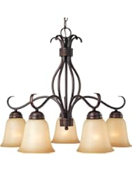 Lighting: Maxim Lighting 10124WSOI Basix 5-Light Chandelier Down Light, Oil Rubbed Bronze with Wilshire Glass - Maxim Lighting