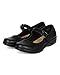 REFRESH Women Textured Leatherette Mary Jane Velcro Buckle Work Loafer Flat CJ36 - Black Leatherette