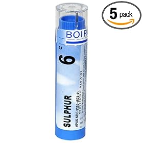 Boiron Homeopathic Medicine Sulphur, 6C Pellets, 80-Count Tubes (Pack of 5)