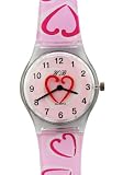 TimerMall OEM - Montre Enfants - Quartz - Caoutchouc - Visage rond tif coeur rouge rose dessin??e Timepiece