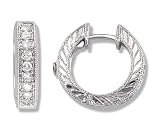 Half Carat Pave Set Diamond Hoop Earrings in White Gold (with Safety Lock)