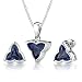 Ultimate Sophistication: 10.75 carat Tri Flower Cut Blue Sapphire Pendant Earring Set in Sterling Silver