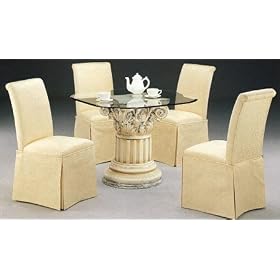 Set of 2 Elegant Rolled Back Parson Dining Chairs w/Skirt