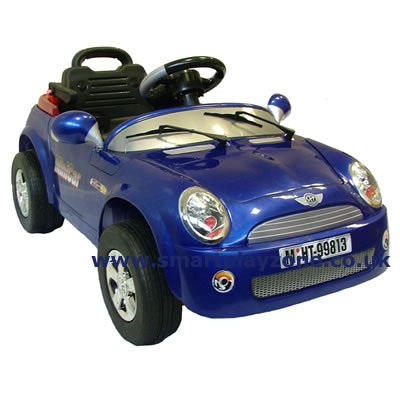 Childrens Toyshop  Toys : Mini Cooper Kids ride on electric battery powered toy car with parental remote - Blue