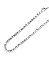 2.1mm Nickel Free Italian Sterling Silver Chain Necklaces Rope 040 Gauge Chain ( Available Length 18"~30")