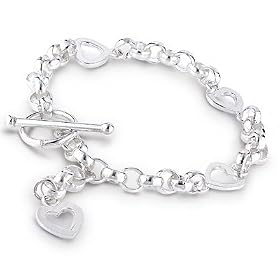 Sterling Silver Hearts with Toggle Bracelet