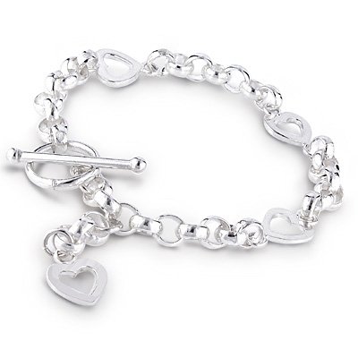 Sterling Silver Hearts with Toggle Bracelet