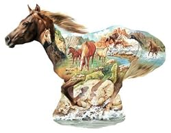 At the Gallop Horse Shaped Jigsaw Puzzle 500pc