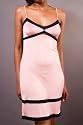 Silk Knit Lace Chemise - Pink With Black Lace