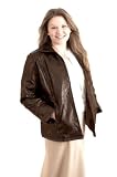 Jillian Valentina Ladies Brown Stone Leather Jacket