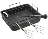 Calphalon Classic Hard-Anodized Deep Roaster with Rack and Bonus Lifters and Baster