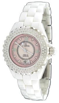 Le Chateau #5805 Women's White Ceramic Watch with Crystal Bezel