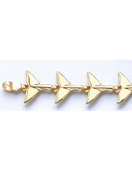 Gold Bracelet 7" Whale Tail Link Bracelet High Polish
