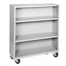 Sandusky Lee BM20361842-05 Dove Gray Steel Mobile Book Case, 48" Height x 36" Width x 18" Depth, 3 Shelves
