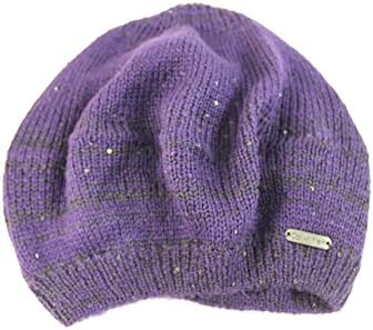 Calvin Klein Women's Petite Purple/Black Sparkle Beanie Hat