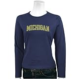 Michigan Wolverines Navy Blue Ladies Rhinestone Long Sleeve T-shirt