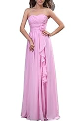 Strapless Empire   Waistline Draped Pleated Chiffon Evening Dress/Bridesmaid Dress 