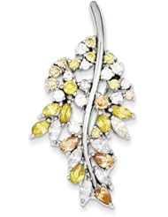 Sterling Silver Multi-color CZ Leaf Pin